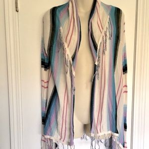 Billabong Fringed Open Waterfall Striped Cardigan